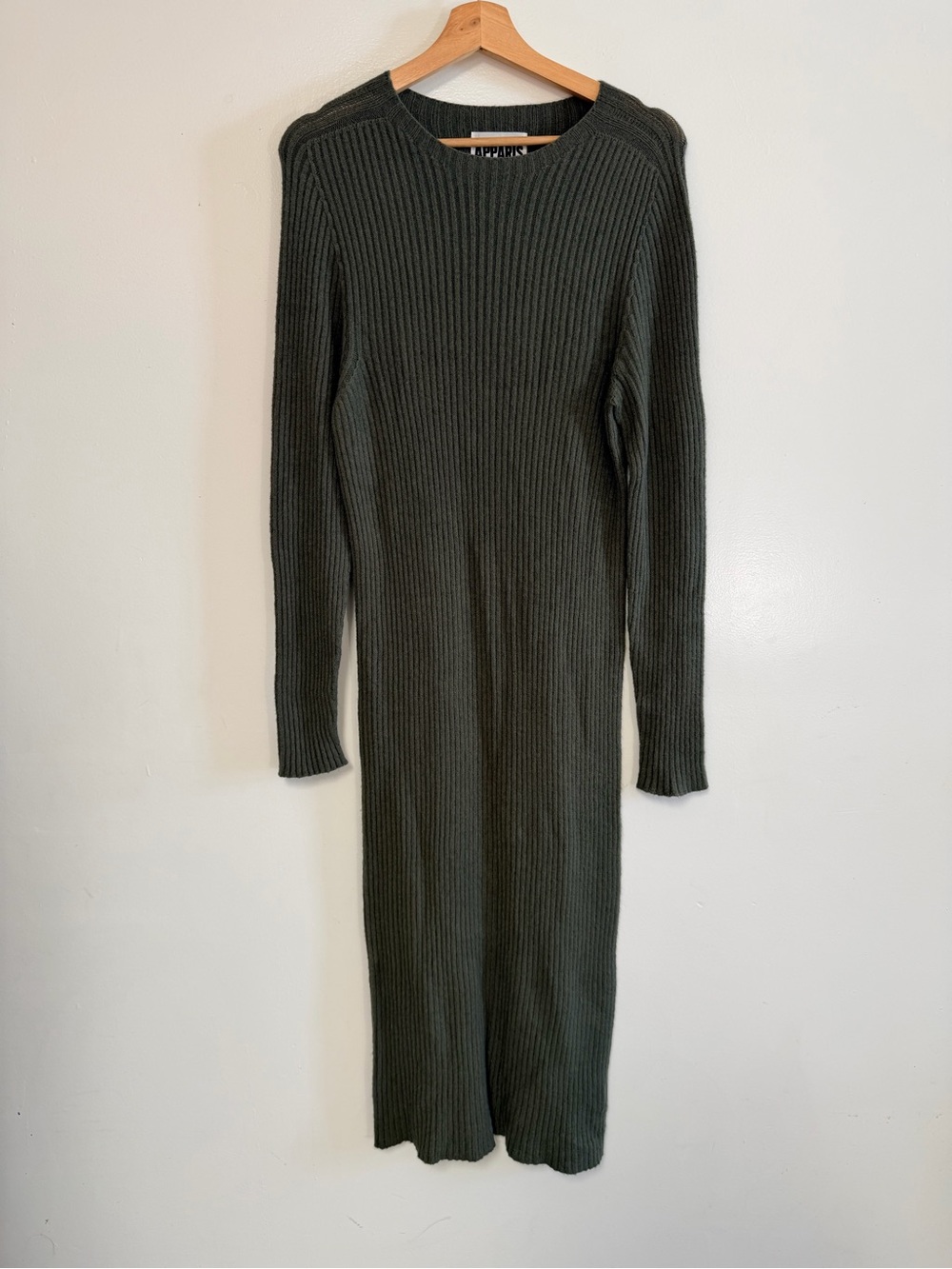 Apparis Green Ribbed Sweater Midi Dress M/L